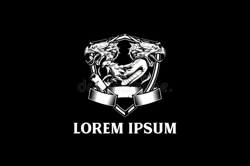 Animal mythology Hydra badge logo vector template vector illustration