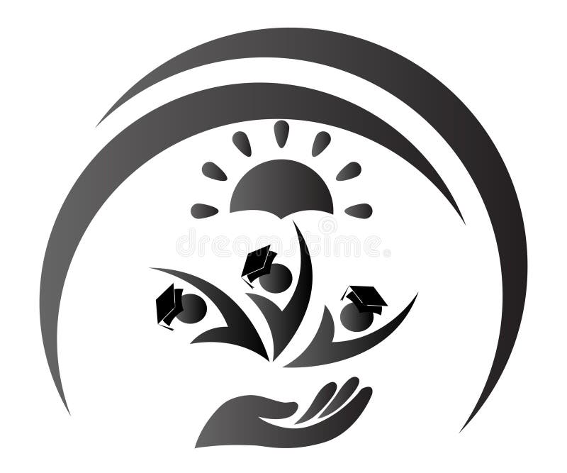 Higher Education Logo Flat Icon Vector Stock Image with Black Color