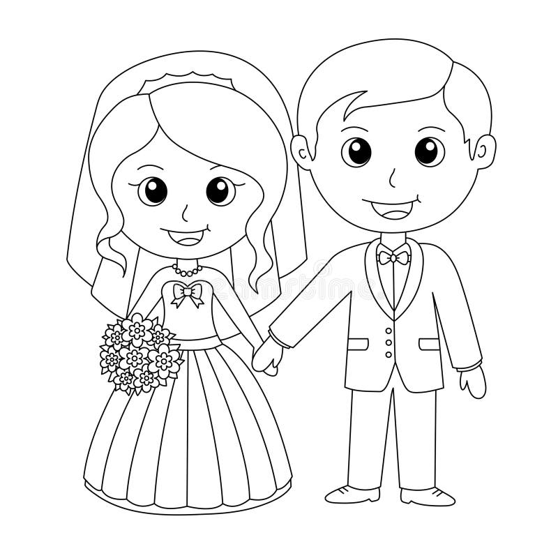Bride Groom Coloring Stock Illustrations