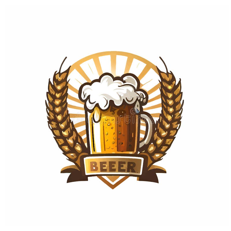 Sparkling Beer Mug Logo Illustration Stock Vector Illustration of