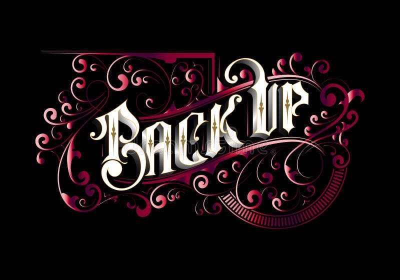 BACKUP lettering custom style design stock illustration