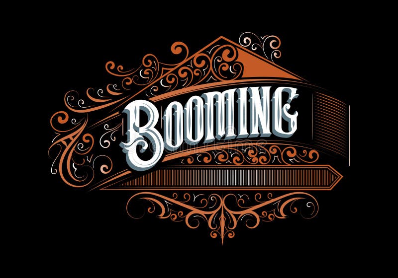 BOOMING lettering custom style design royalty free illustration