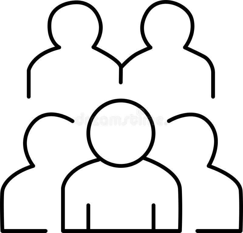 Five stylized human figures depicted in a minimalist royalty free illustration