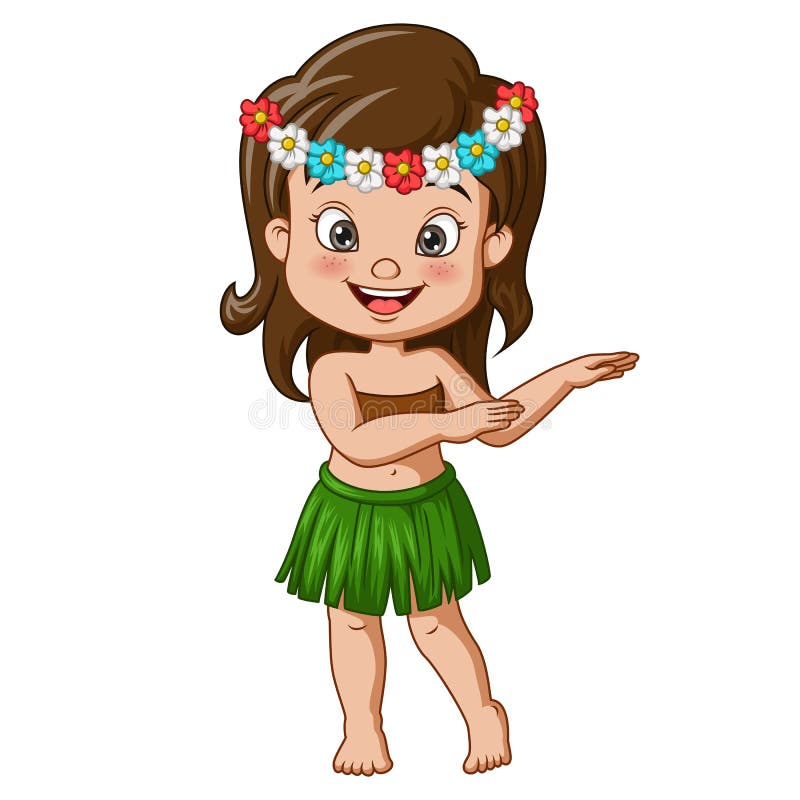 Cute Little Hula Girl Dancing Stock Vector Illustration of cartoon