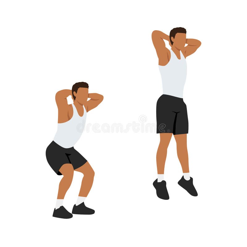 Floor power jumps knee to jump squats exercise Vector Image