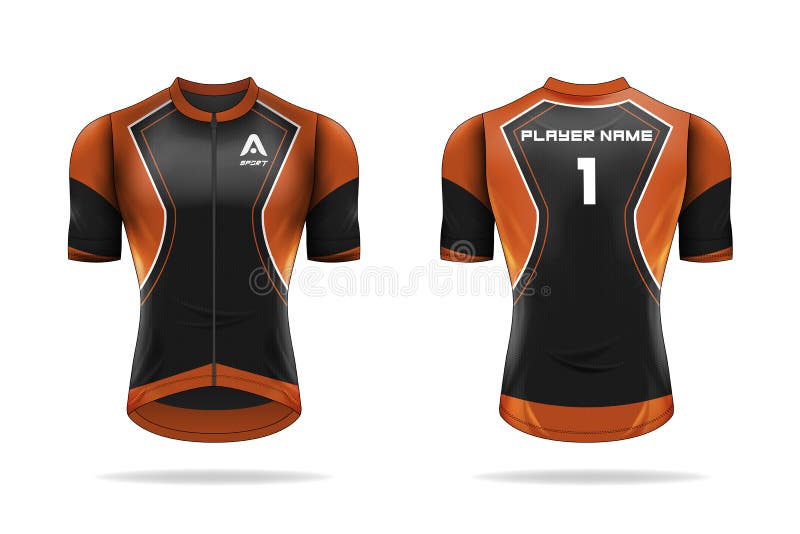 Specification Cycling Jersey Template. Mock Up Sport T Shirt Round Neck Uniform For Bicycle ...