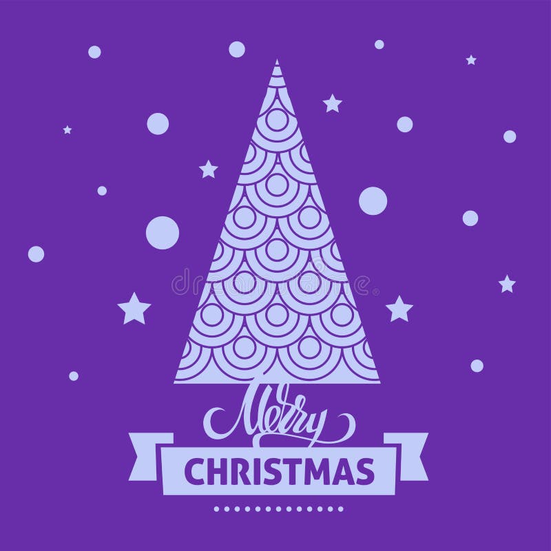 A square vector christmas image with a fur tree and a snowfall. Merry christmas lettering for holiday design. Christmas illustrati vector illustration A square vector christmas image with a fur tree and a snowfall. Merry christmas lettering for holiday design. Christmas illustrati vector illustration