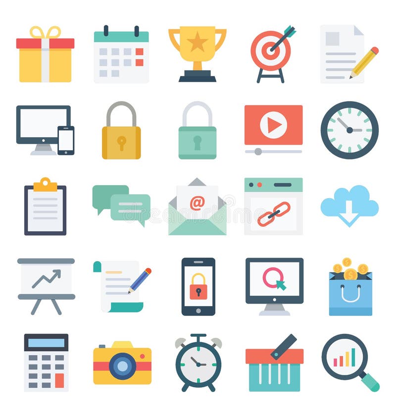 Basic RGB Web Design and Development Isolated Vector Icons Set that can be easily modified or edit stock illustration
