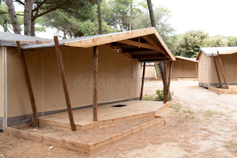 Basic Safari Tent Setup in Camping Summer Stock Photo Image of leaf, outdoor 147919850