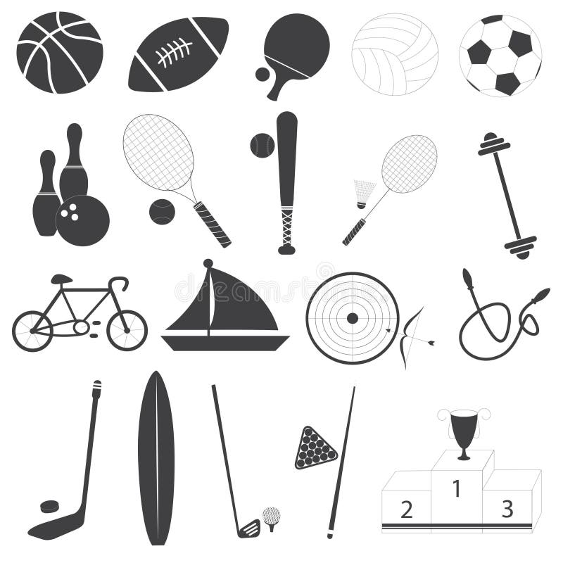 Basic Sport Icons Vector Set royalty free illustration