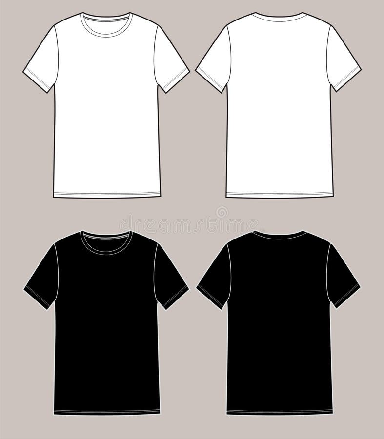 Basic Unisex T Shirt Set.Front and Back Stock Vector - Illustration of ...