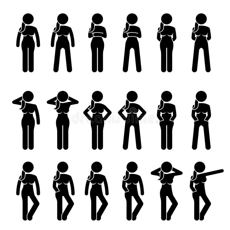 Female Ten Heads Figure Poses Template Croquis for Fashion Design. Vector  Illustration 9536392 Vector Art at Vecteezy