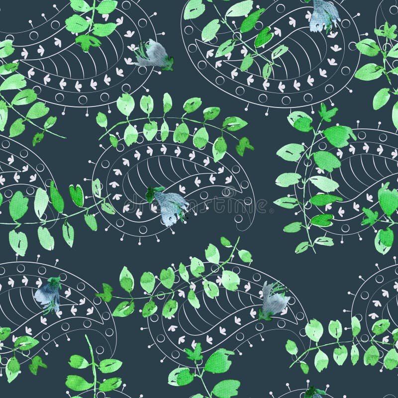 Basil i Paisley wzór obraz royalty free Basil i Paisley wzór obraz royalty free