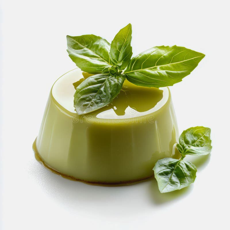 Basil Panna Cotta με Πράσινο φύλλο Γλυκό Γλυκό Γλυκό Γαστρονομικό Φωτογραφία Γαστρονομίας και Σεφ στοκ φωτογραφίες
