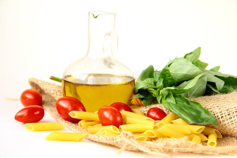 Basil, pasta and olive oil stock photo. Image of cuisine 21813374