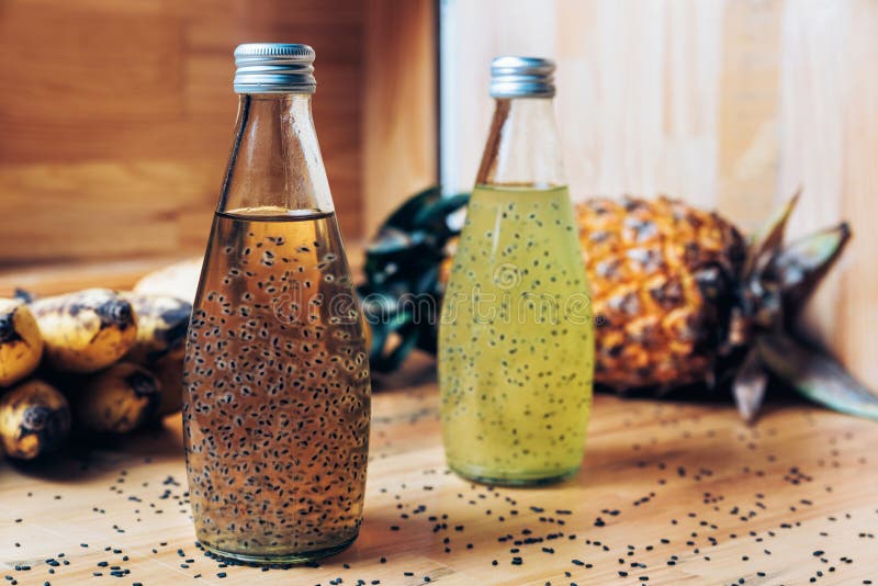 Basil Seeds Drink In Glass Bottle Stock Image Image Of Antioxidant detox-beverage-basil-seeds-drink-stock-photo-image-of-natural