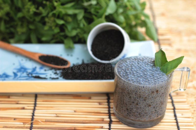 Basil Seeds for Fiber Beverage and Raw Seed Stock Image Image of