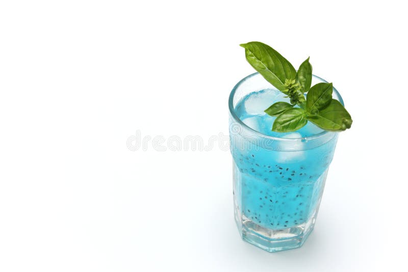 Basil Seeds in the Light Blue Drink Isolated on a White Background Stock Photo Image of