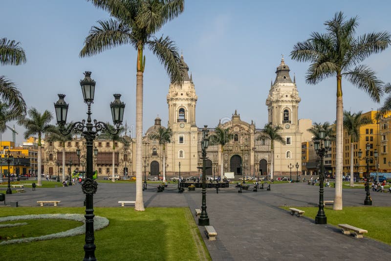 The Basilica Cathedral of Lima at Plaza Mayor - Lima, Peru stock image The Basilica Cathedral of Lima at Plaza Mayor - Lima, Peru stock image