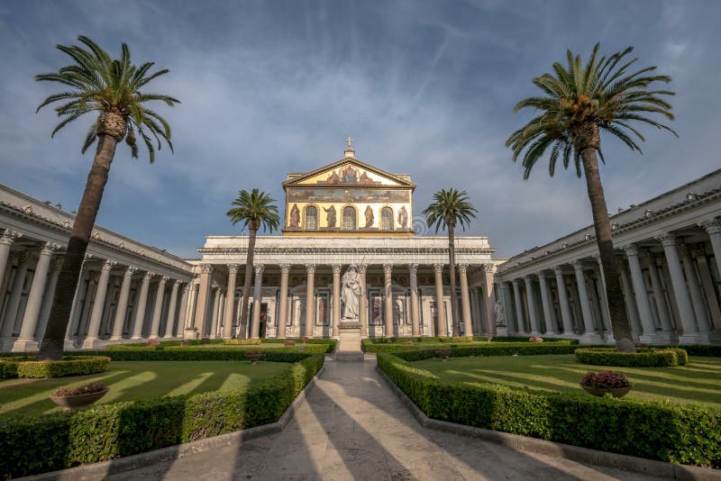 Basilica of Saint Paul Outside the Walls/ Basilica Papale di San Paolo fuori le Mura-inner court view. Basilica of Saint Paul Outside the Walls/ Basilica Papale di San Paolo fuori le Mura-inner court view