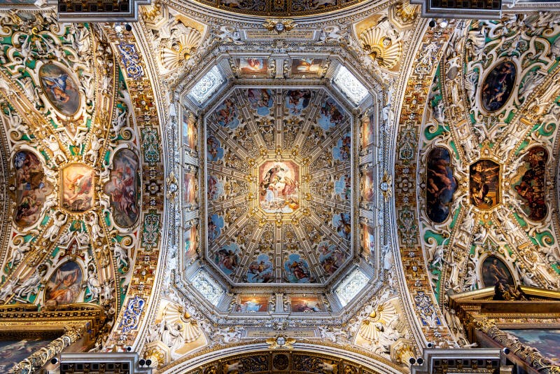 Basilica di Santa Maria Maggiore ceiling in Bergamo Upper Town, Italy stock images Basilica di Santa Maria Maggiore ceiling in Bergamo Upper Town, Italy stock images