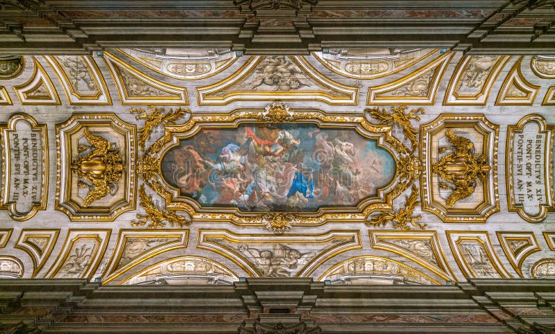 Vault in the Basilica of Santa Croce in Gerusalemme. Rome, Italy.