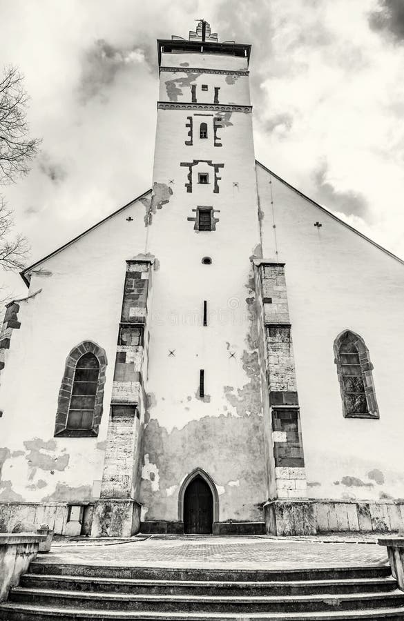 Basilica of the Holy Cross in Kezmarok, Slovakia, colorless