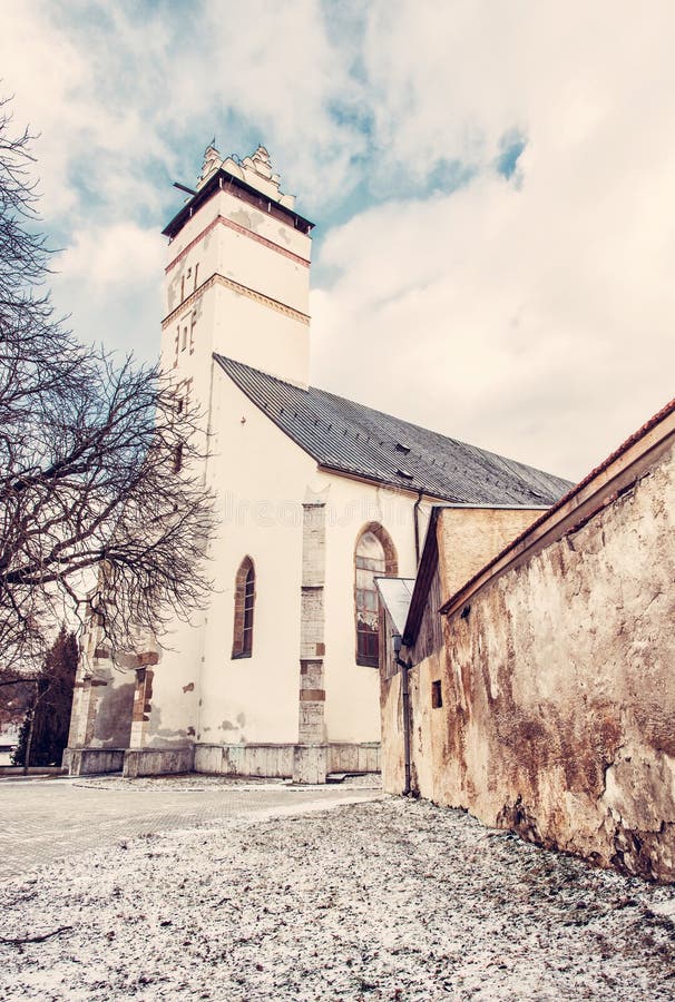 Basilica of the Holy Cross in Kezmarok, yellow filter