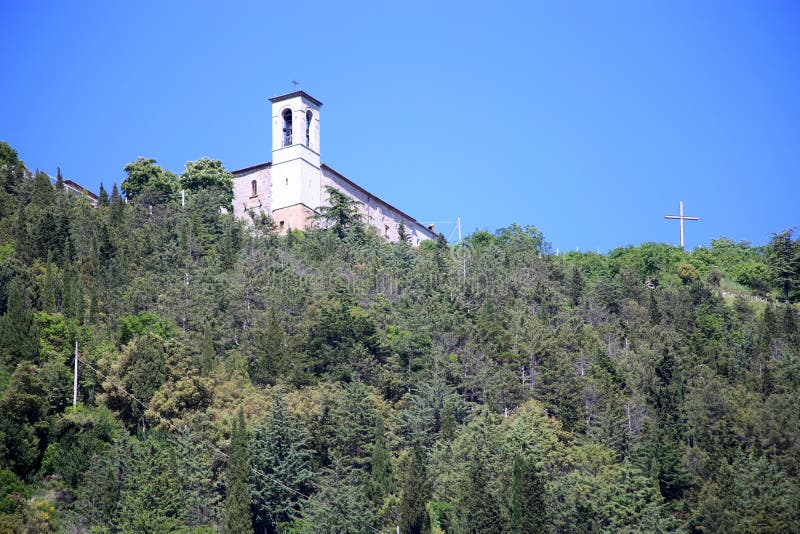 Basilica of St Ubaldo in Gubbio in Umbria Stock Image - Image of ...