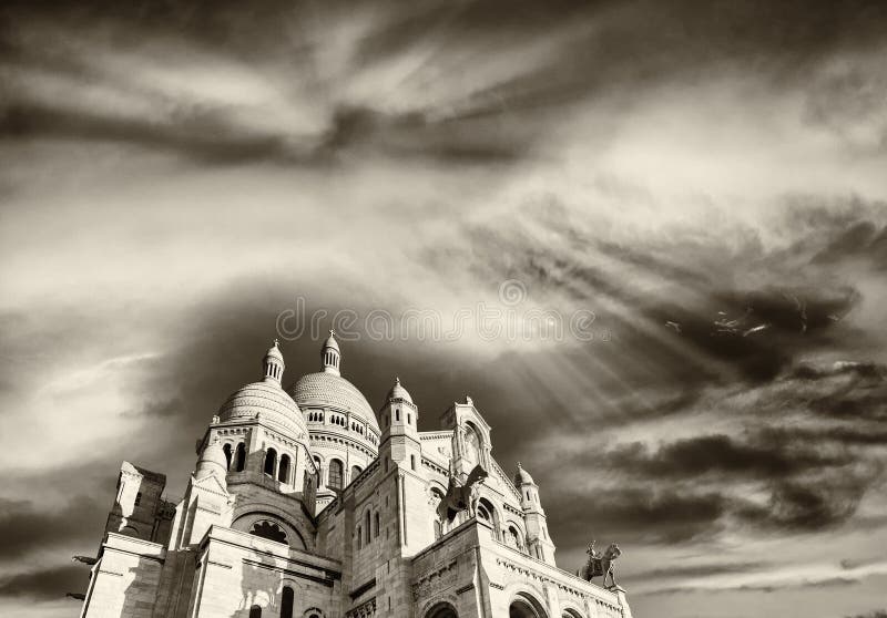 Basilique du Sacre Coeur, Paris. View at sunset royalty free stock photography Basilique du Sacre Coeur, Paris. View at sunset royalty free stock photography
