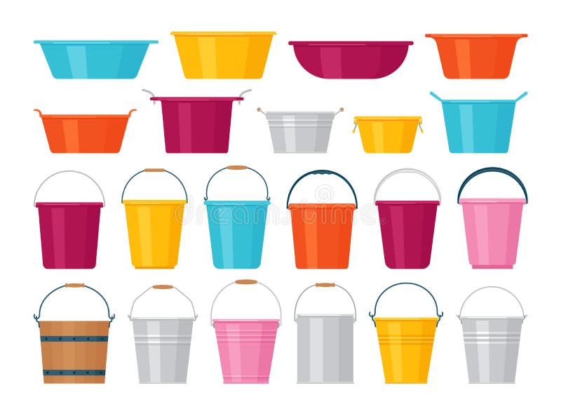 Bucket Vector Illustration In Flat Design Isolated On White