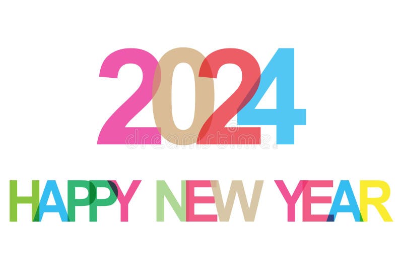 Colorat 2024 an nou fericit pe alb royalty free illustration