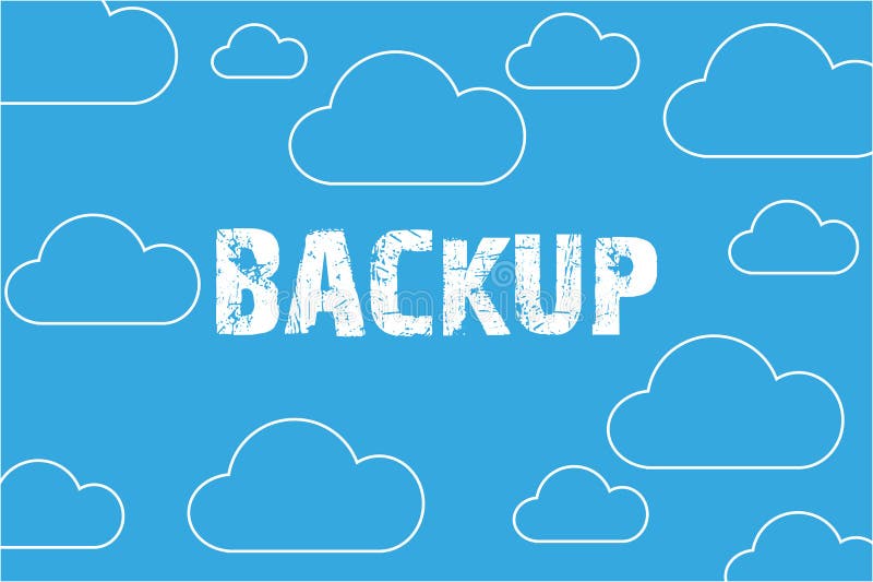 Cloud backup on blue vector illustration