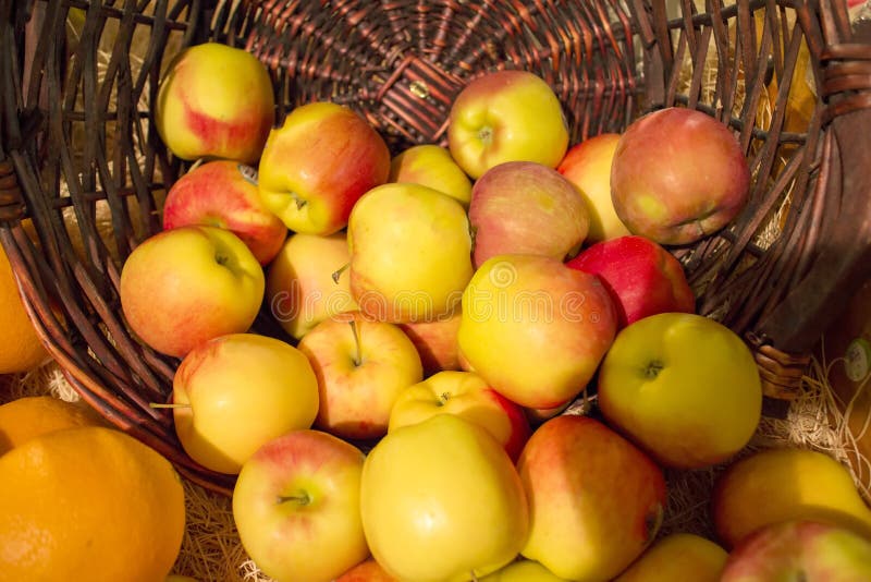 Basket of apples at market