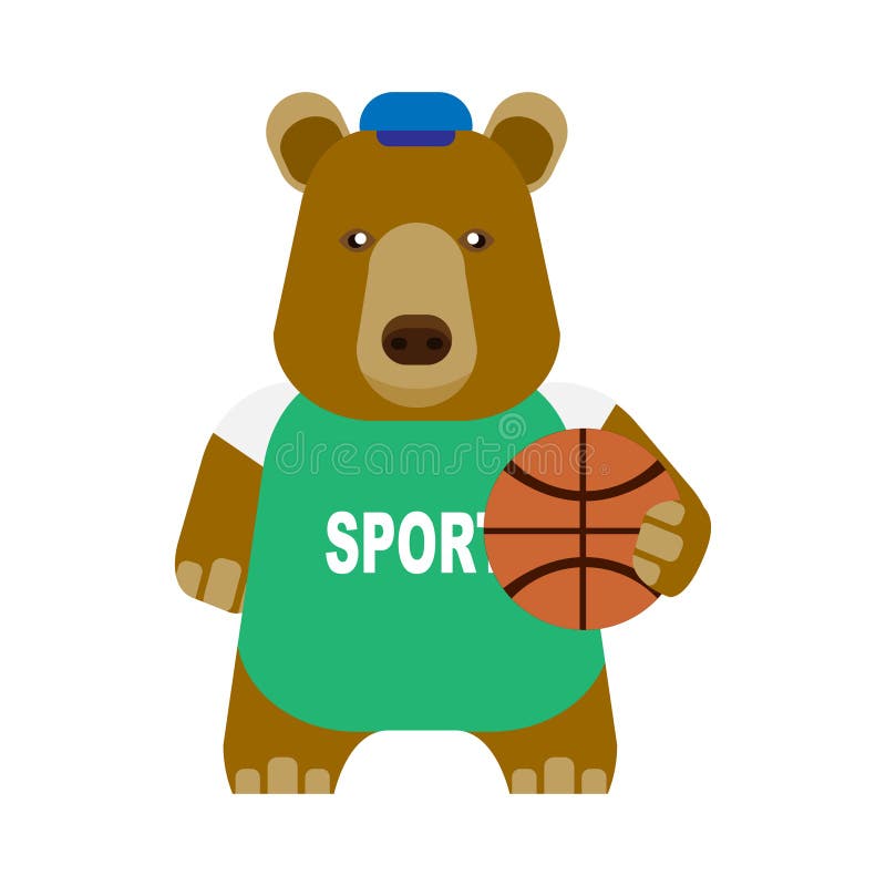 Vecteur De Conception De Logo De Mascotte De Basketball D'ours Avec Le