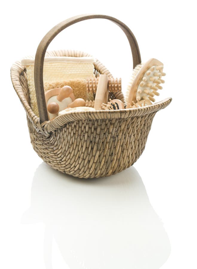 Basket with bath accessories