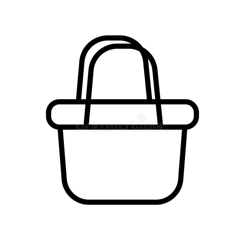 Basket- Black Linear Basket Vector Illustration Symbol Icon Stock ...