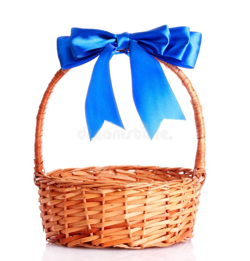 Basket with a blue bow stock photo. Image of basket, home 19906326