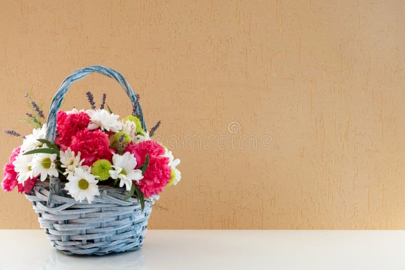 Basket dianthus flowers, carnation pink in bouquet, sweet william