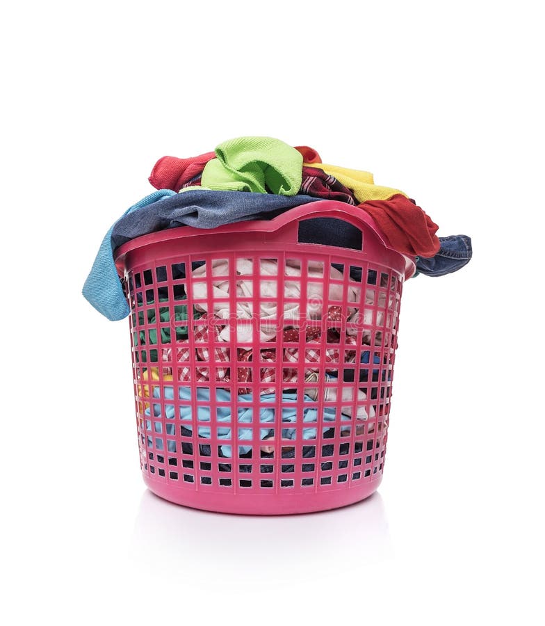 Basket for Dirty Laundry on a White Background. Stock Image Image of