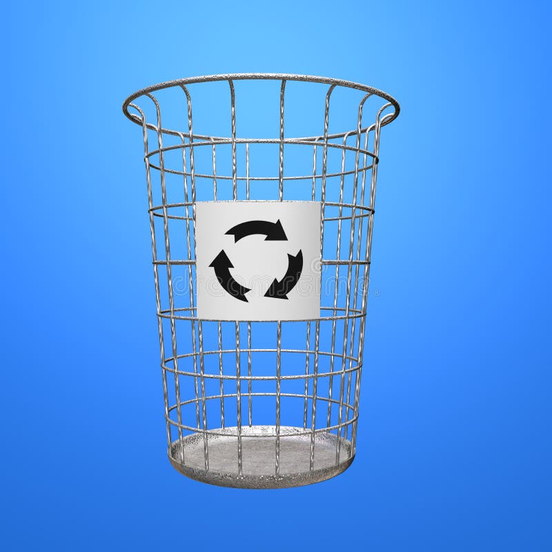 Recycling. Trash can. 3D render garbage basket