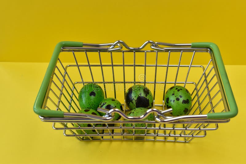 Basket of Easter Eggs. Basket of Green Easter Eggs Stock Photo Image