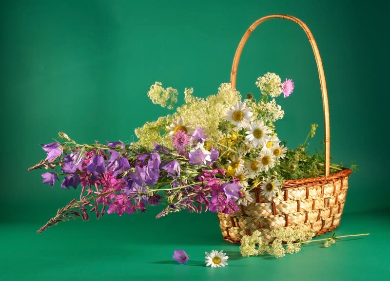 Basket with field flowers.