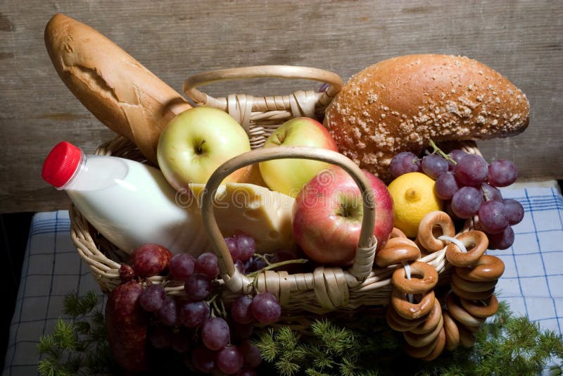 Basket with food stock image. Image of seasonal, meal 2102449