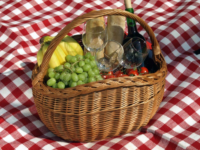 Basket with Food for Picnic Stock Image Image of dinner, closeup