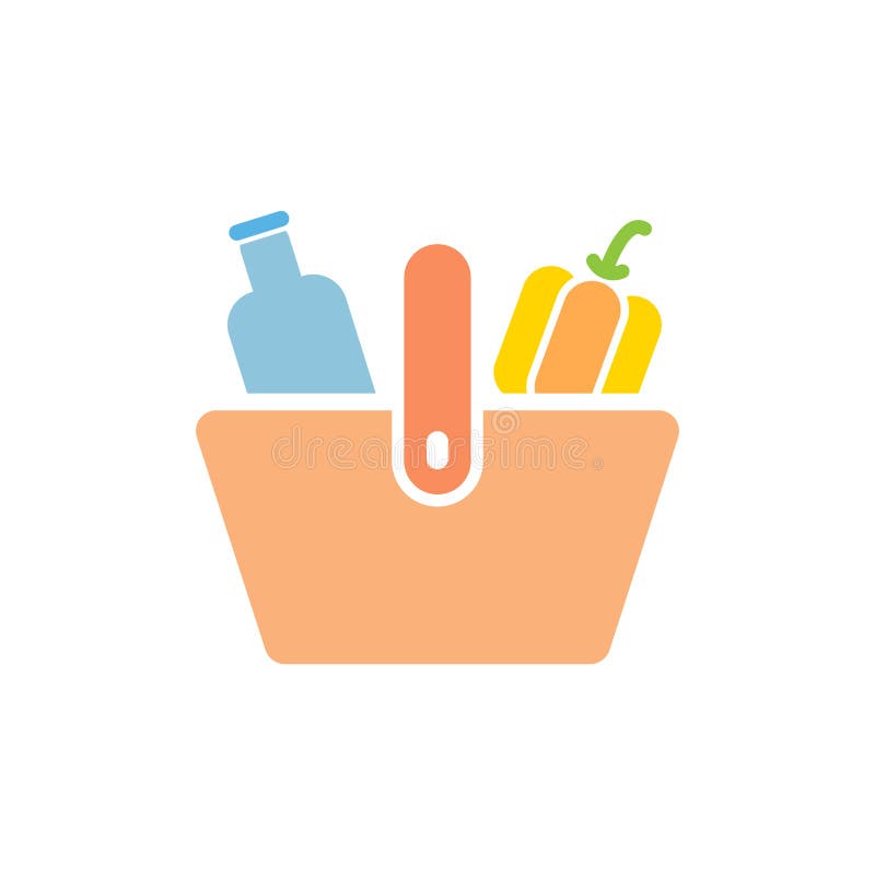 Basket Food Vector Icon Logo Design Stock Vector Illustration of
