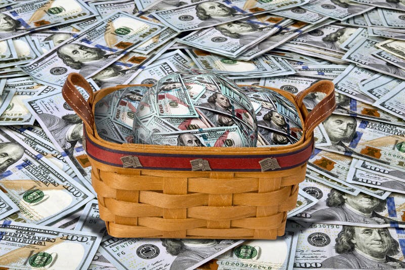 Basket full of Cash. stock image. Image of inflation 96007473