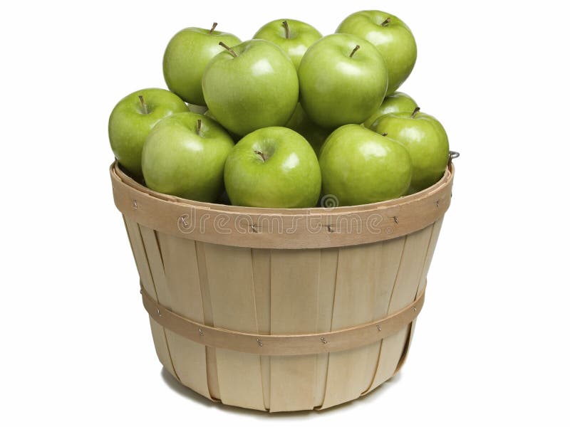 Basket with Green Apples stock photo. Image of wooden 88170942