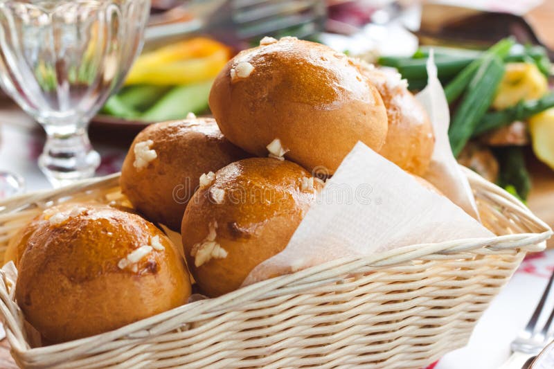 The basket of hot fresh baked buns stock photo The basket of hot fresh baked buns stock photo