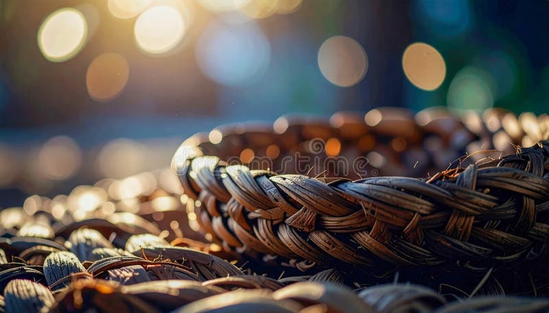 A basket made of woven material is sitting on a table vector illustration